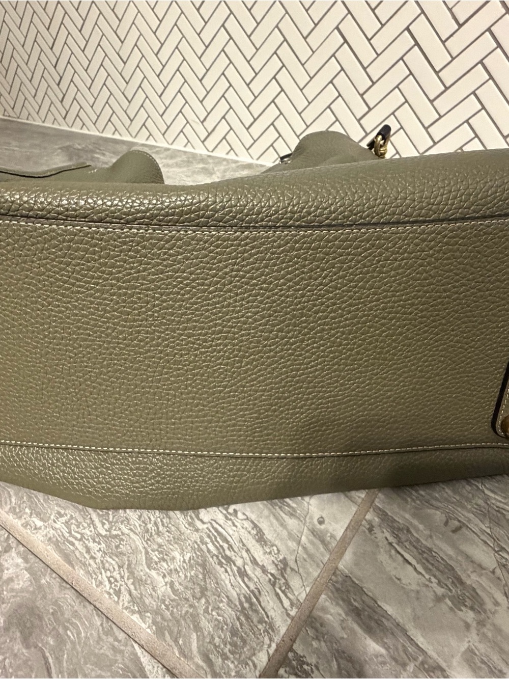 Coach Rogue 39 Olive Green Leather Tote with Cognac Suede Side Panels - Picture 13 of 16